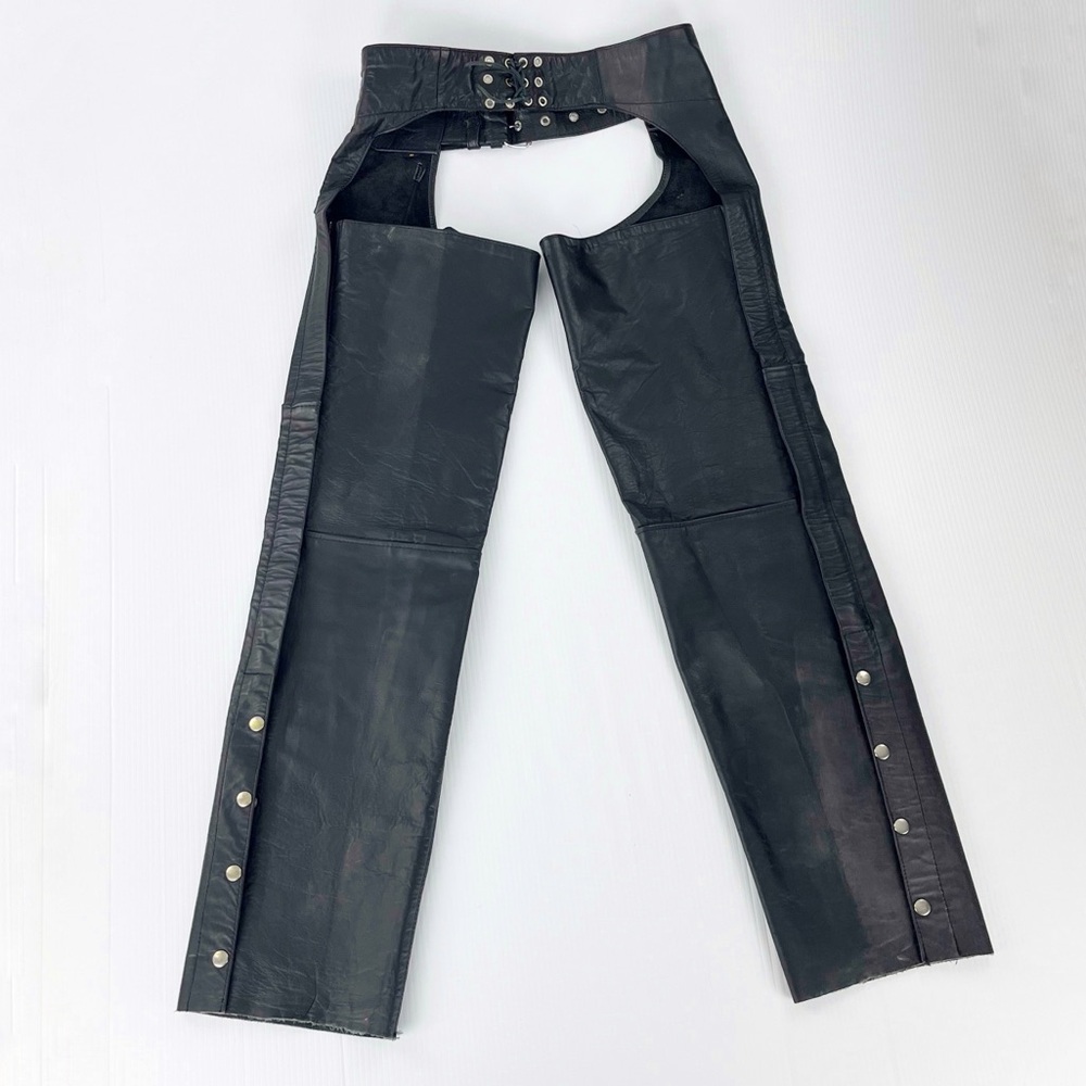 Milwaukee Real Leather Black Motorcycle Biker Riding Chaps Pants